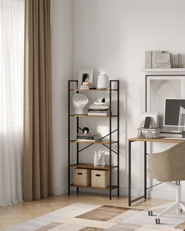 Стеллаж Leset Стилвуд 25 широкий, 5 полок 4687207095464 Металл, Черный