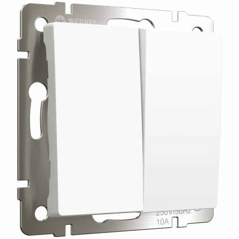 Выключатель двухклавишный проходной (белый матовый) Werkel W1122061 (a059272)