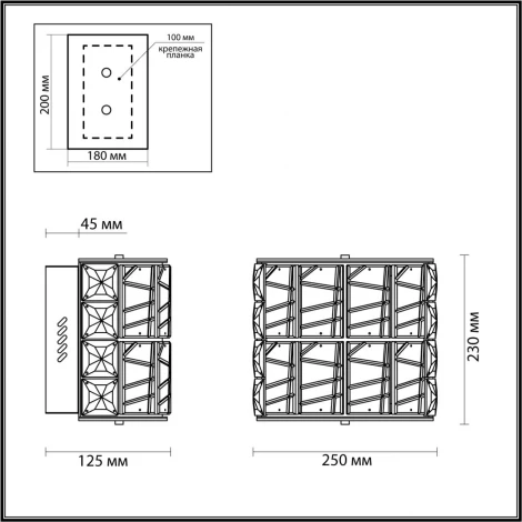 Бра Odeon Light Version 5071/32WL золото/прозрачный/металл/хрусталь/стекло LED 15W (220V)