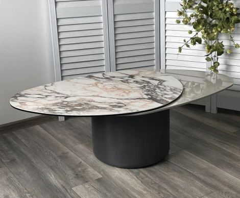 Стол кофейный NIKLAS TL-312 испанская керамика, стекло / МДФ окраш. /темно-серый МДФ каркас ®DISAUR (арт.626M05805)