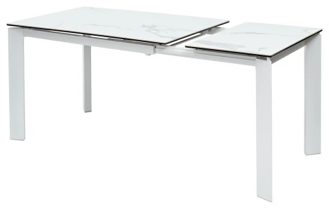 Стол CORNER 120 HIGH GLOSS STATUARIO керамика/ белый каркас