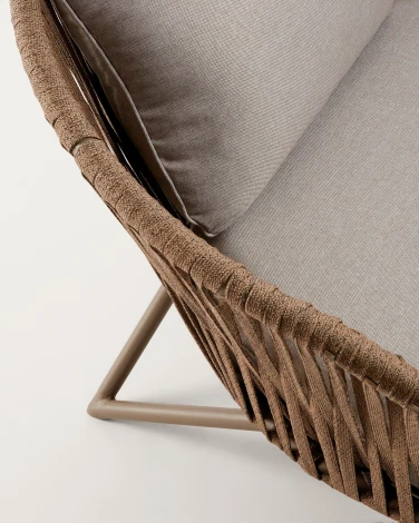 Кресло из ротанга La Forma (ex Julia Grup) Branzie (Коричневый,Серый/ Металл,Пена,Веревка,Сталь)