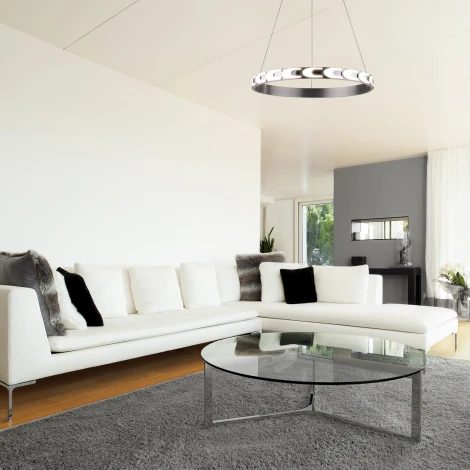 Подвесной светильник Eurosvet Chain 90164/1 сатин-никель (регулировка яркости, LED, 220V, пульт управления, на тросе, кольцо)