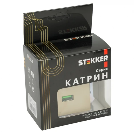 Розетка USB Type A+С (золото) Stekker Катрин 50053
