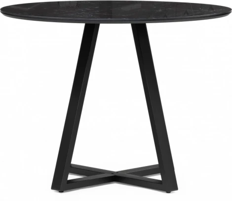 Стеклянный стол Норфолк 100 (Норфолк 100х78 черный мрамор / черный) Woodville арт.588038