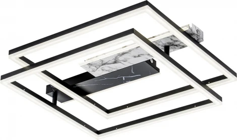 Потолочная люстра светодиодная 105Вт, с ПДУ, металл/акрил, черный/белый мрамор