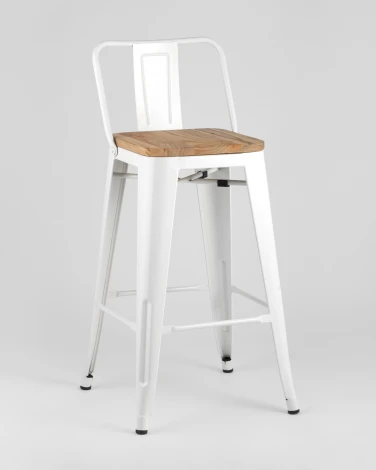 Стул полубарный Stool Group TOLIX WOOD со спинкой белый глянцевый УТ000001190