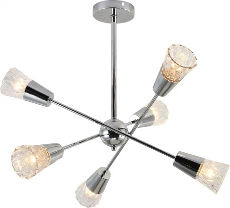 Потолочная люстра на штанге Escada Mirth 541/6 6х40Вт Е14, металл/стекло, хром