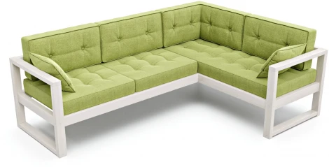 Диван Arsko Астер У беленый дуб зеленая рогожка