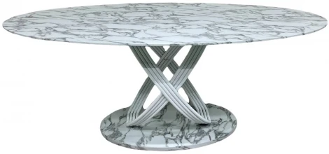 Стол обеденный IST-CASA Сфера Овал F-1453, 200х100х76 см, белый мрамор