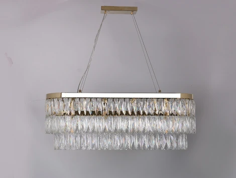 Подвесной светильник каскадный Newport 10120 10128+6/S gold (220V, хрусталь, на тросе)