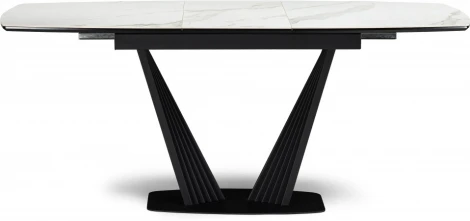Керамический стол Notta Вейл 140(180)х80 белый мрамор snow white / черный арт.614248