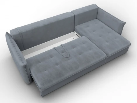 Диван угловой Лига-100 НПБ угол универсальный (ДСП,Фанера/Пластик/Велюр/Серый) Лига Диванов 133666