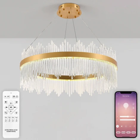 Подвесная люстра светодиодная нимб с пультом ДУ, моб. приложением 160W, золото, LED Natali Kovaltseva INNOVATION STYLE 83160