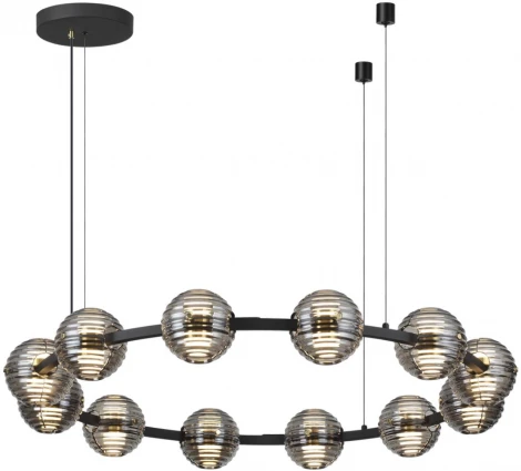 Подвесной светильник Odeon Light Troni LED 5041/120L черн./золото/дымчатый/металл/стекло 120W 4000К 9364Лм (220V, на тросе, шарики)