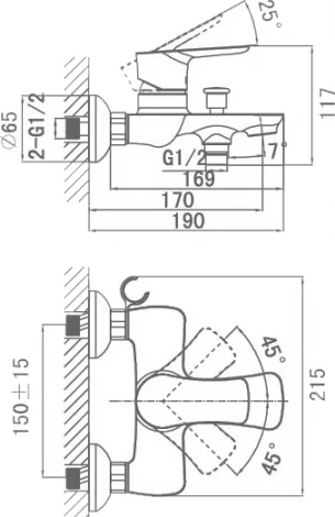 Смеситель D&K Mosel Rhein DA1263201 для ванны с душем