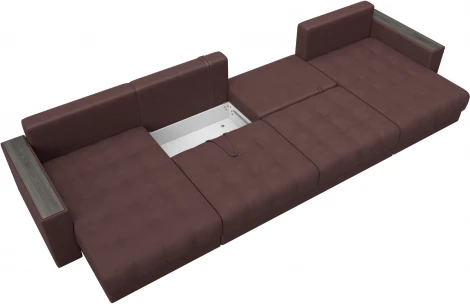 Диван П-образный с декором Лига-049 НПБ Лонг Лига Диванов (Замша) арт.128579