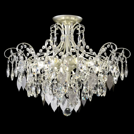 Потолочная люстра на штанге Crystal Lux ESMIRALDA PL6 SILVER (220V, подвески, листья)