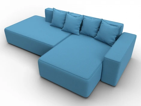 Диван угловой Лига-079 угол правый (ДСП/Пластик/Рогожка/Голубой) Лига Диванов 129814