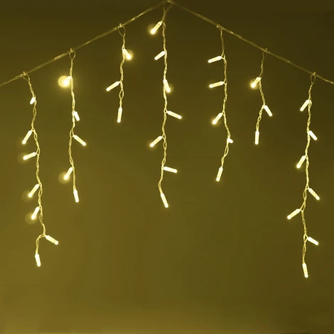 Гирлянда Бахрома с колпачком 3,1 x 0,5 м шампань, 120 LED, провод прозрачный  ПВХ, IP65 Laitcom PIL120CAP-10-2CH