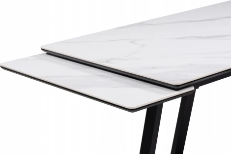 Керамический стол Notta Памелла 140(200)х80х75 белый мрамор snow white / черный арт.612193