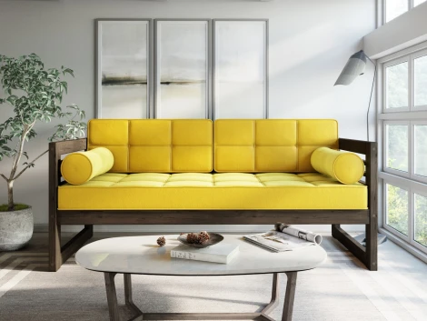 Диван Arsko прямой Сега Б венге велюр желтый