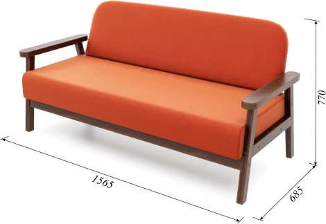 Диван Arsko прямой Флори М орех велюр оранжевый