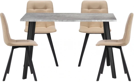 Обеденная группа Notta Эделин бежевый / бетон / черный матовый 523446