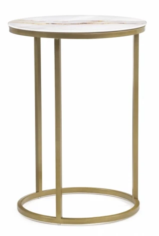 Журнальный столик Woodville Иберис круглый белый / золото 500012