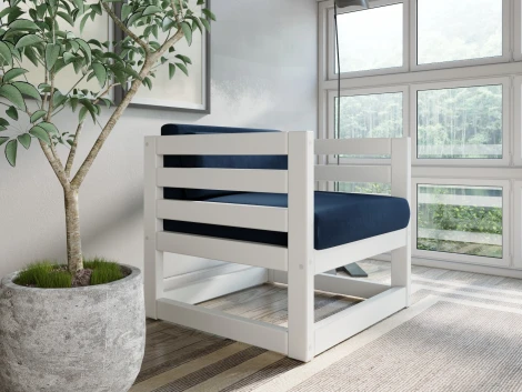 Кресло Arsko Магнус белая эмаль велюр синий