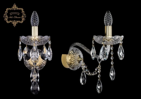 Бра Art Classic 10.25 10.25.1.200.XL.Gd.Sp (220V, хрусталь, подвески, подсвечник, свеча)