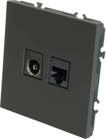 ТВ-розетка и Ethernet RJ-45 (черный) Stekker Эмили 49846