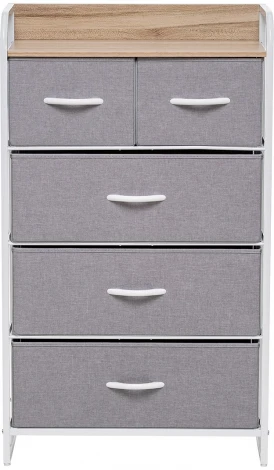Комод Ноа 5 ящ., Каркас Белый, Светло-серый 2500000183454 Leset