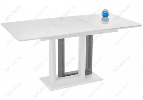 Стол на тумбе Woodville Санса белый / белая шагрень / грей 462081