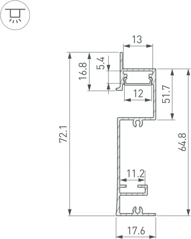 Профиль PLINTUS-H73-F-2000 WHITE (Arlight, Алюминий) 043592