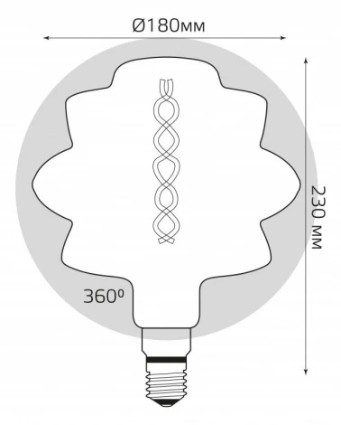 Лампочка светодиодная филаментная прозрачная, желтая колба E27 8 Вт 2400K теплое белое свечение Gauss Vintage Filament Flexible 161802008