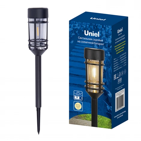 Садовый светильник на солнечной батарее «Винтаж», 1 филаментная лампа. Теплый белый свет. 1*ААA Ni-Mh аккумулятор в/к. IP44 Uniel USL-S-189/PT480 VINTAGE