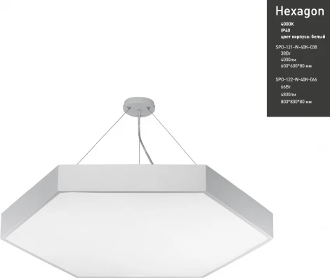 Подвесной светильник светодиодный ЭРА SPO-121-W-40K-038 (220V, на тросе, IP40)