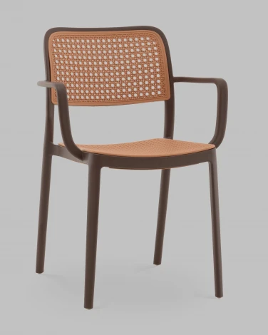 Стул Yona пластиковый с подлокотниками коричневый Stool Group арт.УТ000040843