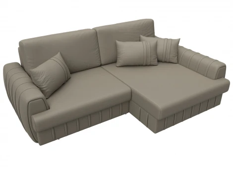 Диван угловой Лига-057 НПБ угол правый (ЛДСП,Брус,Фанера/Пластик/Экокожа/Бежевый) Лига Диванов 130032