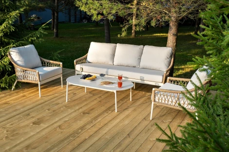 "Венеция" лаунж-зона из искусственного ротанга, цвет соломенный 4SIS арт.УТ-00007459