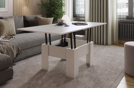 Стол-трансформер Секрет, цвет белый рамух/белый рамух Mebelson (арт.CZ-014.2344)