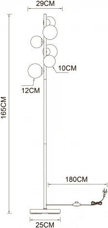 Торшер Arte Lamp Gemini A2243PN-6PB (220V, выключатель, шарики)
