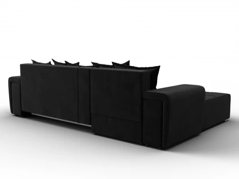 Диван угловой Лига-121 левый угол (ДСП,Брус,Велюр/Черный) Лига Диванов 137350L