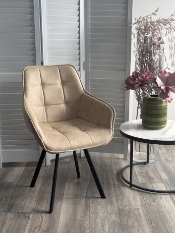 Стул СОЛИС 360 град. поворот. Федерика Бежевый, иск.замша / черный каркас M-City 64746