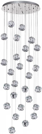 Потолочная каскадная люстра Odeon Light Jemstone 5084/120L хром/прозрачный/металл/акрил LED 120W 4000K 6000Лм (220V, на проводе)