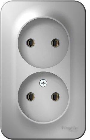 Розетка накладная двойная без заземления (алюминий) Systeme Electric Blanca BLNRA000213