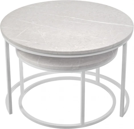 Набор кофейных столиков Bradex Home Tango бежевый мрамор с белыми ножками, 2шт (RF 0611)