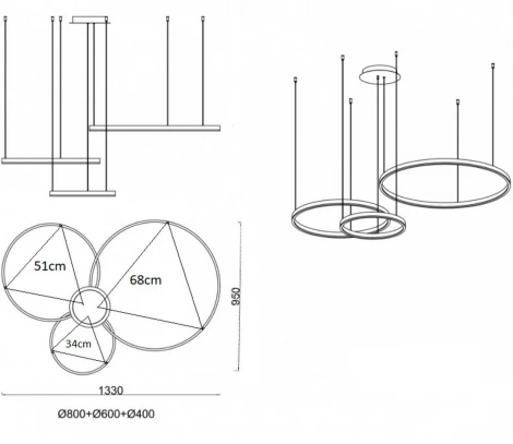 Подвесной светильник светодиодный с пультом Kink Light Лаура 08246,12PA (регулировка яркости, 220V, на тросе, кольцо)