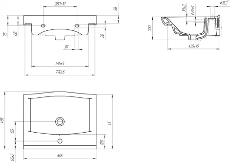 Раковина Cersanit Strim 80